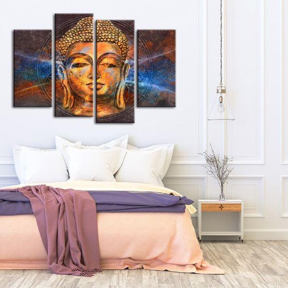 Calm Face Of Buddha 4 Panels Canvas Wall Art Set