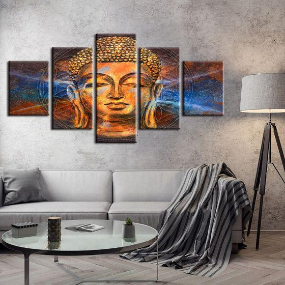 Calm Face Of Buddha 5 Panels Canvas Wall Art Set