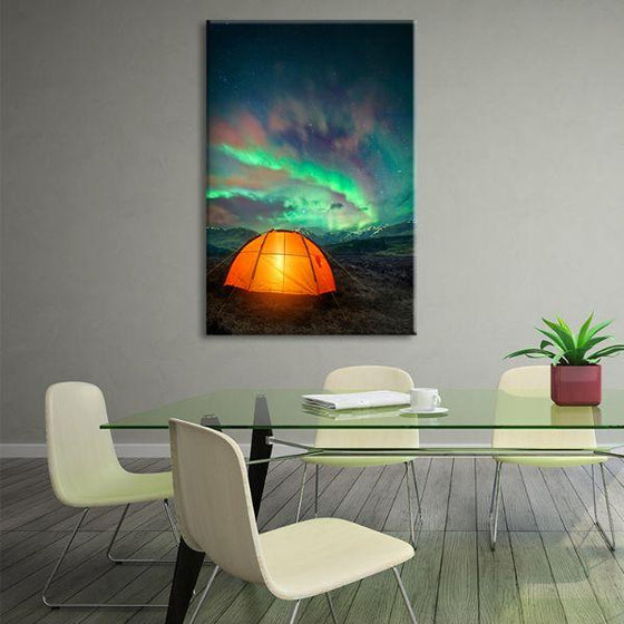 Camping & Aurora Borealis Canvas Wall Art Office