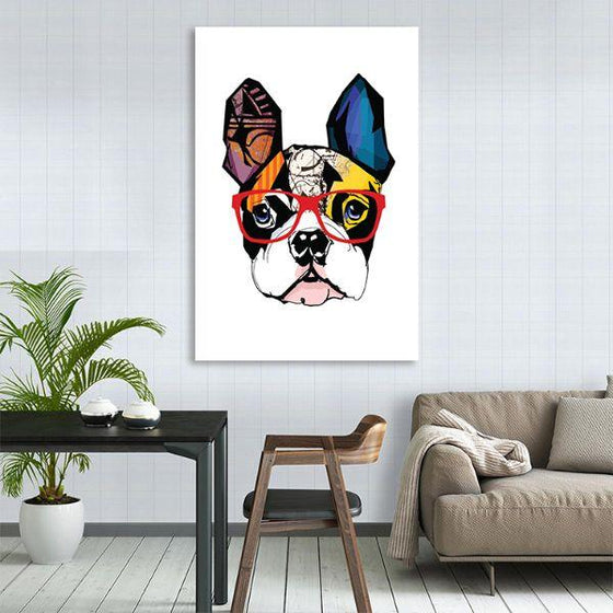 Colorful French Bulldog Face Canvas Wall Art Decor