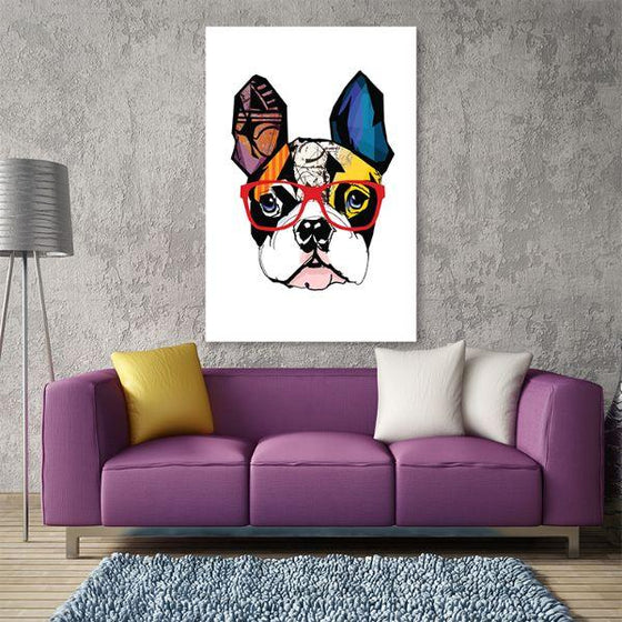 Colorful French Bulldog Face Canvas Wall Art Living Room