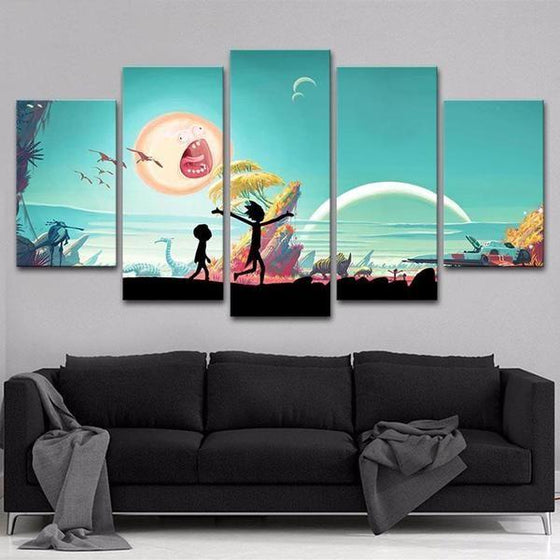 Rick and Morty Inspired Sunset Canvas Wall Art Idea