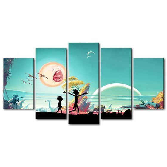 Rick and Morty Inspired Sunset Canvas Wall Art Large