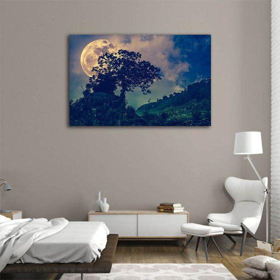 Captivating Full Moon View Canvas Wall Art Living Room