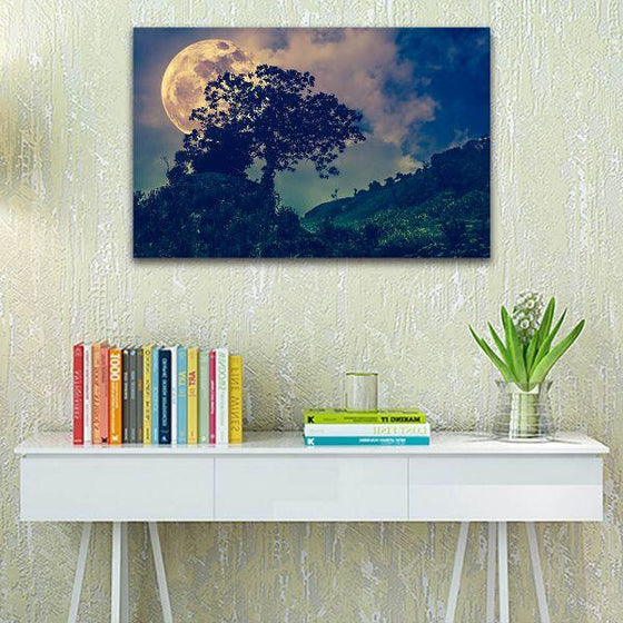 Captivating Full Moon View Canvas Wall Art Print