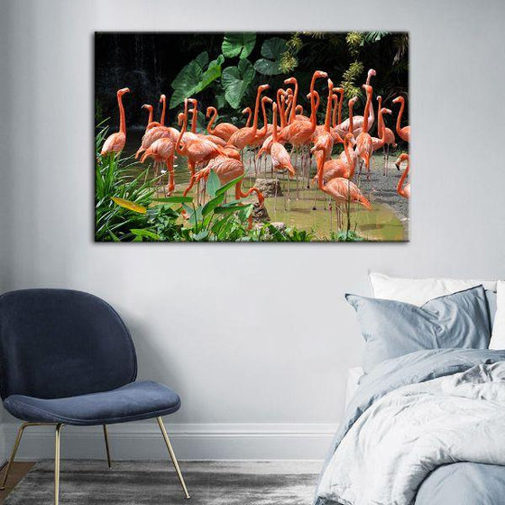 Caribbean Pink Flamingos Canvas Wall Art Bedroom