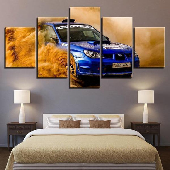 Blue Subaru WRX Canvas Wall Art Bedroom