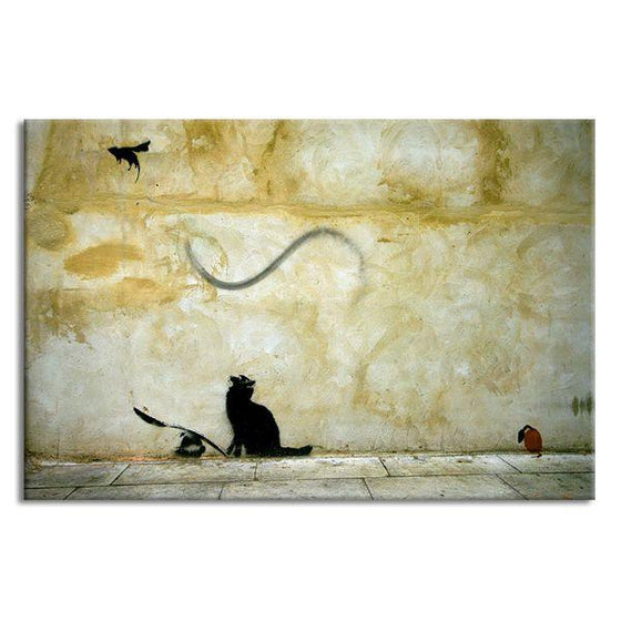 Cat And Mouse By Banksy Canvas Wall Art