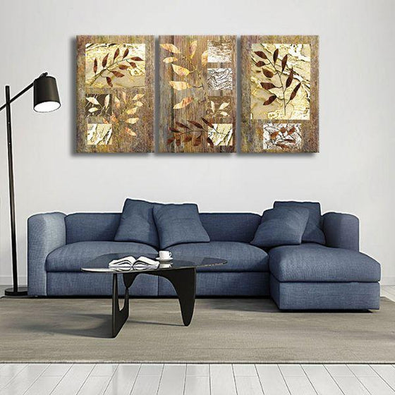 Charming Brown Leaves Canvas Wall Art Living Room