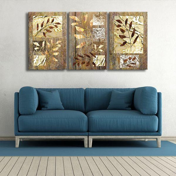 Charming Brown Leaves Canvas Wall Art Set
