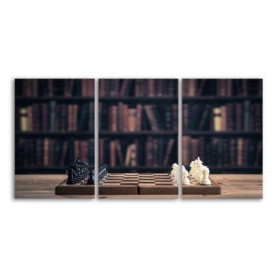 Chess Game 3 Panels Canvas Wall Art