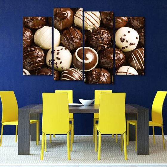 Chocolate Candies 4 Panels Canvas Wall Art Dining Room