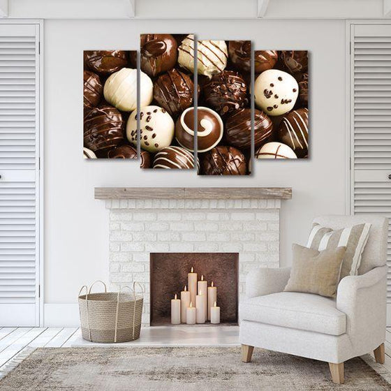 Chocolate Candies 4 Panels Canvas Wall Art Print