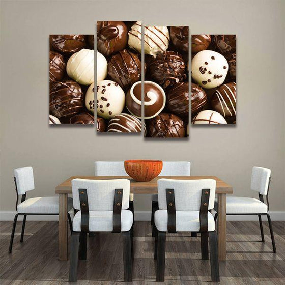Chocolate Candies 4 Panels Canvas Wall Art Set