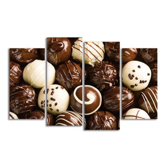 Chocolate Candies 4 Panels Canvas Wall Art