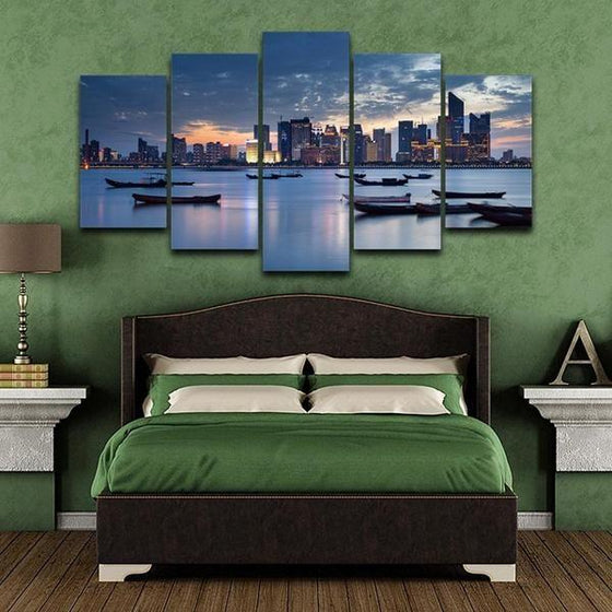 Cityscapes Sunset View Canvas Wall Art Bedroom
