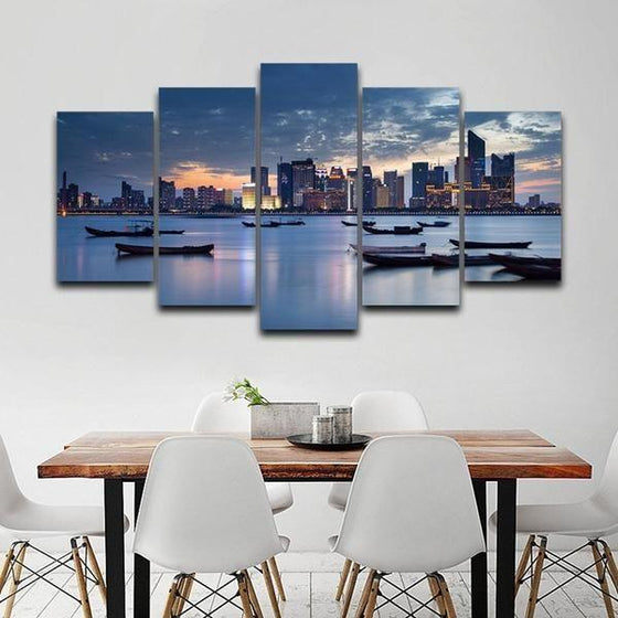 Cityscapes Sunset View Canvas Wall Art Dining Room