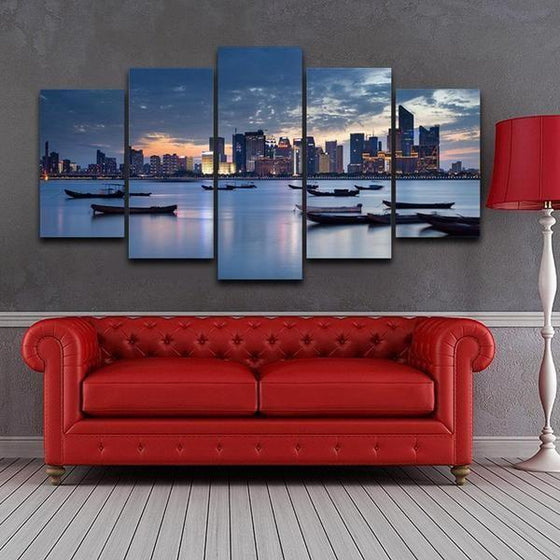 Cityscapes Sunset View Canvas Wall Art Living Room
