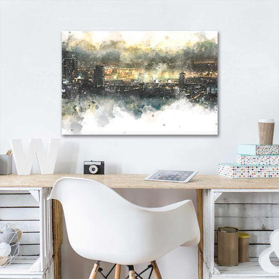 City Lights View Abstract Canvas Wall Art Decor