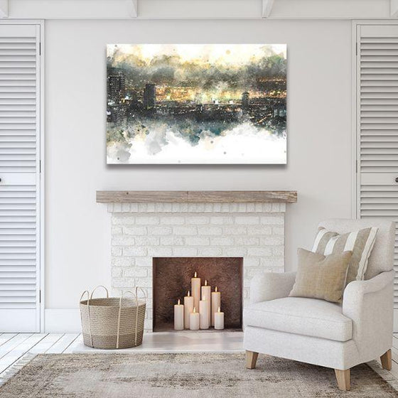 City Lights View Abstract Canvas Wall Art Print
