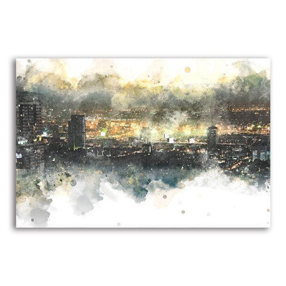 City Lights View Abstract Canvas Wall Art