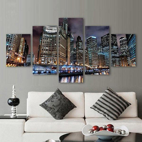 Chicago City Buildings Canvas Wall Art Living Room