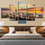 City & Sunset View Canvas Wall Art Bedroom
