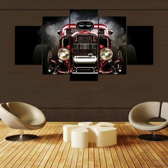 Red Hot Rod Car Canvas Wall Art For Living Room