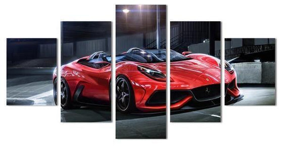 Red Reflective Sports Car Canvas Wall Art Prints