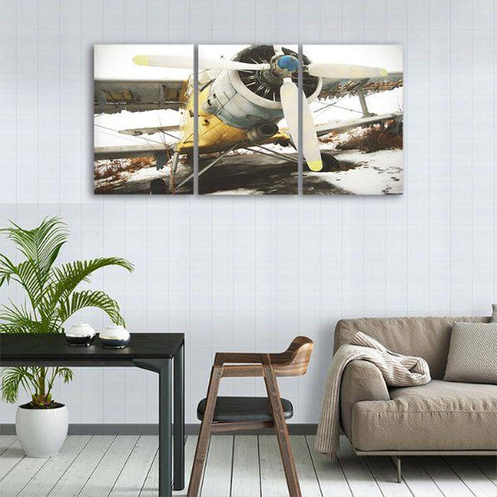 Classic Fighter Plane 3 Panels Canvas Wall Art Dining Room