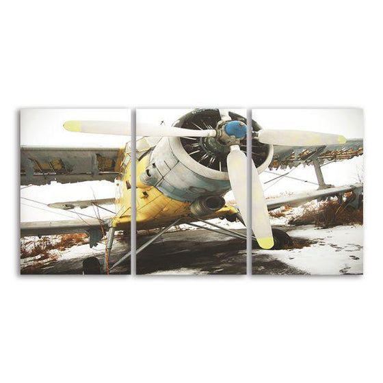 Classic Fighter Plane 3 Panels Canvas Wall Art