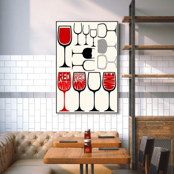 Classic Wine Glasses Canvas Wall Art Dining Room