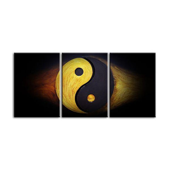 Classic Yin And Yang 3 Panels Canvas Wall Art