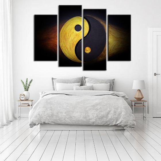 Classic Yin And Yang 4 Panels Canvas Wall Art Bedroom