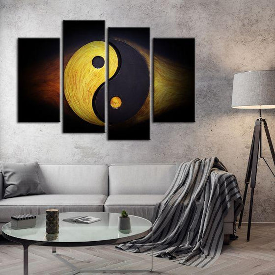 Classic Yin And Yang 4 Panels Canvas Wall Art Living Room