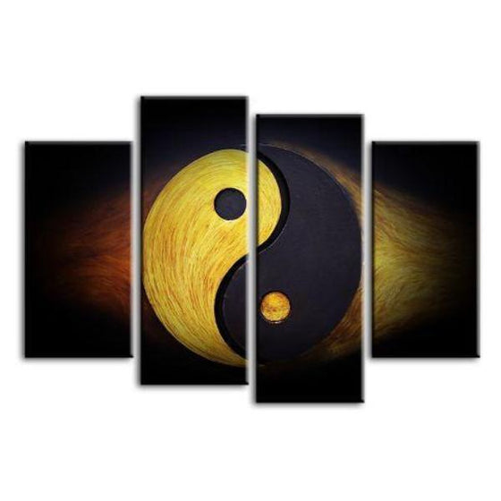 Classic Yin And Yang 4 Panels Canvas Wall Art