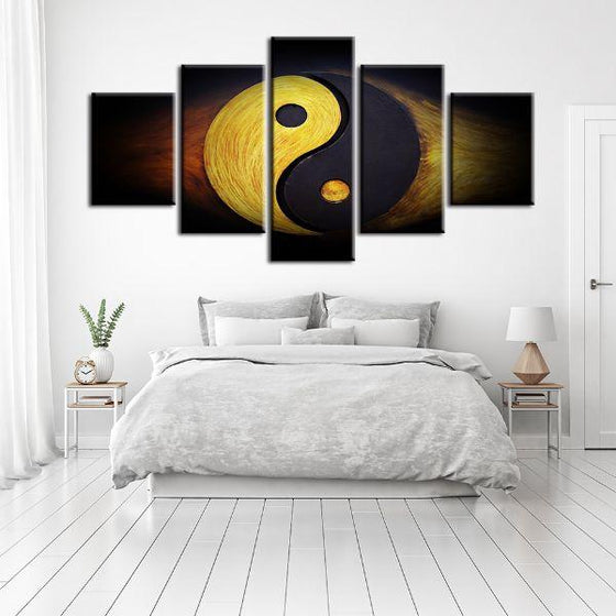 Classic Yin And Yang 5 Panels Canvas Wall Art Decor