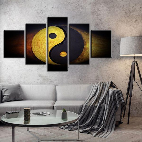 Classic Yin And Yang 5 Panels Canvas Wall Art Living Room