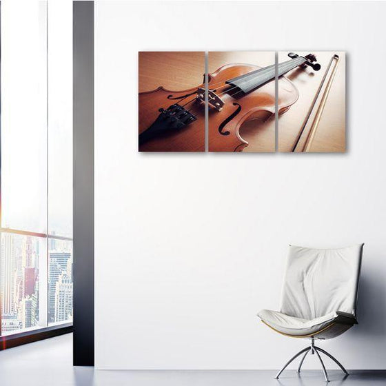 Classical Violin 3 Panels Canvas Wall Art Bedroom