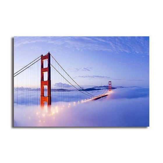Cloudy Golden Gate Bridge Wall Art Canvas