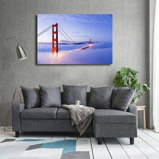Cloudy Golden Gate Bridge Wall Art Decor