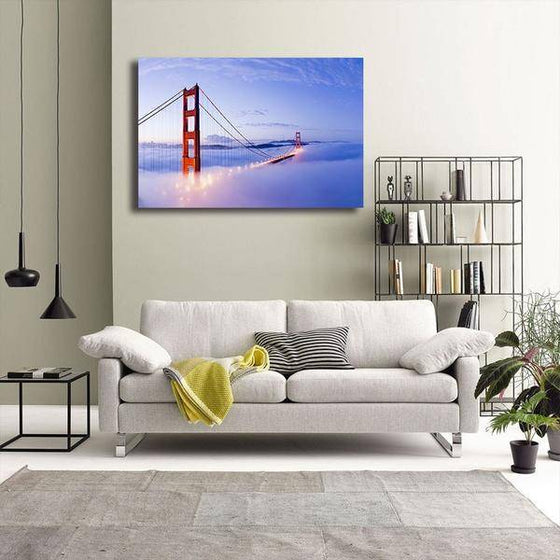 Cloudy Golden Gate Bridge Wall Art Living Room