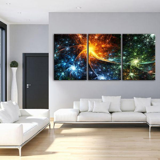 Cluster Of Colorful Stars 3-Panel Canvas Wall Art Living Room