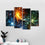 Cluster Of Colorful Stars 4-Panel Canvas Wall Art Decor