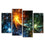 Cluster Of Colorful Stars 4-Panel Canvas Wall Art