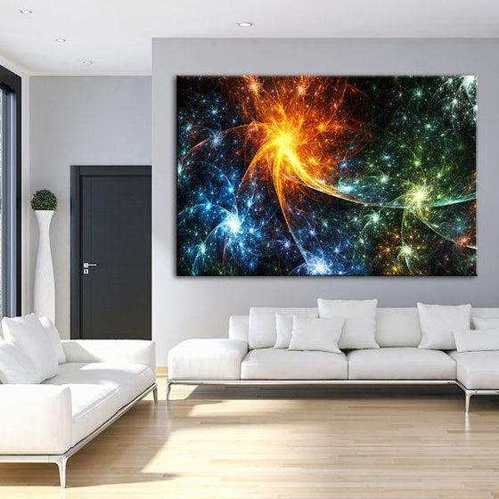 Cluster Of Colorful Stars Canvas Wall Art Living Room