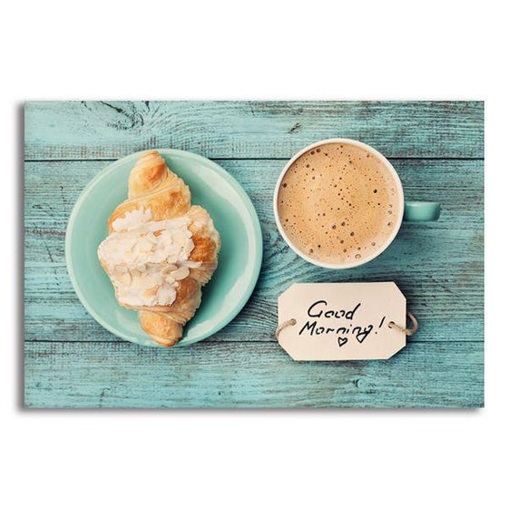 Coffee Cup & Croissant Canvas Wall Art