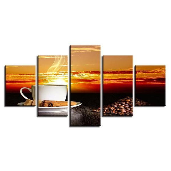 Coffee With Sunset Canvas Wall Art Prints