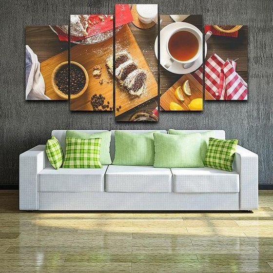 Coffee Beans & Cake Canvas Wall Art Living Room