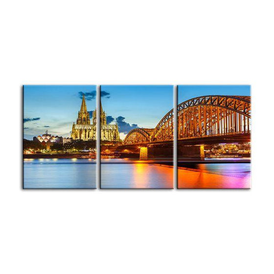 Cologne Cathedral 3 Panels Canvas Wall Art